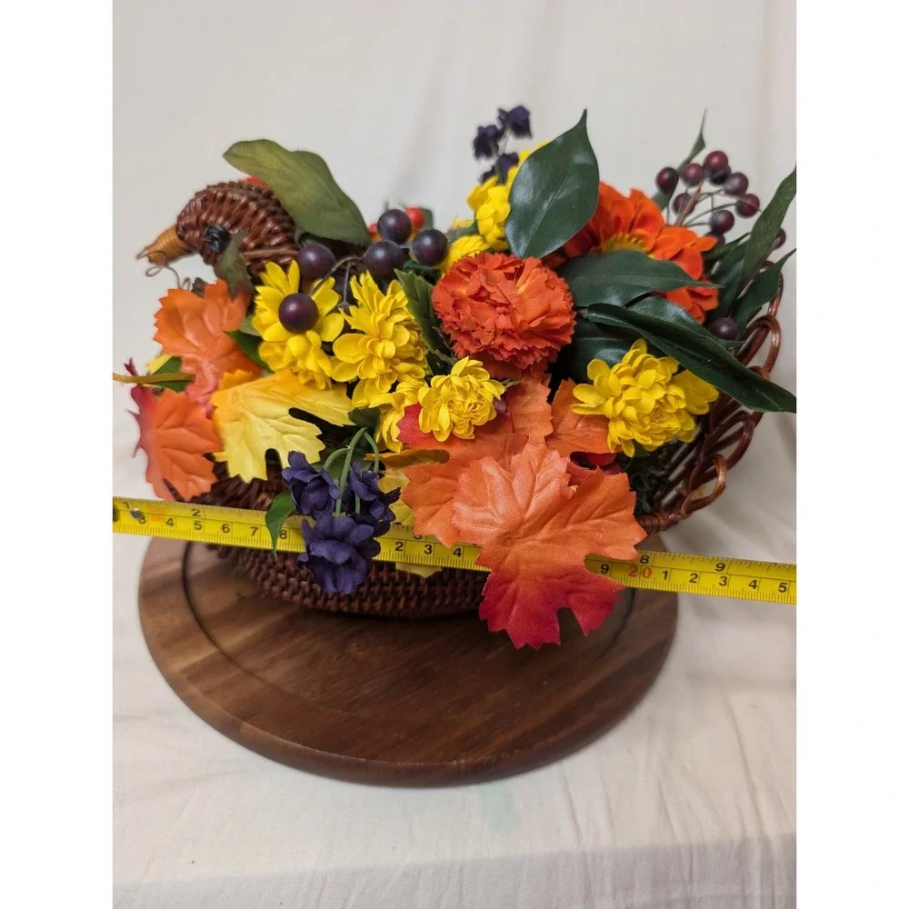 Wicker Bird Planter With Fake Flowers Fall Autumn‎ Decor